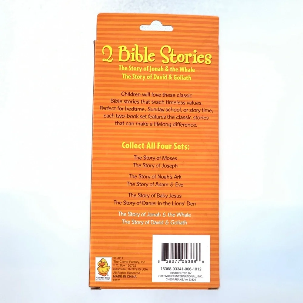 Kids Bible Stories Board Books Set: 1) Jonah & the Whale, 2) David & Goliath